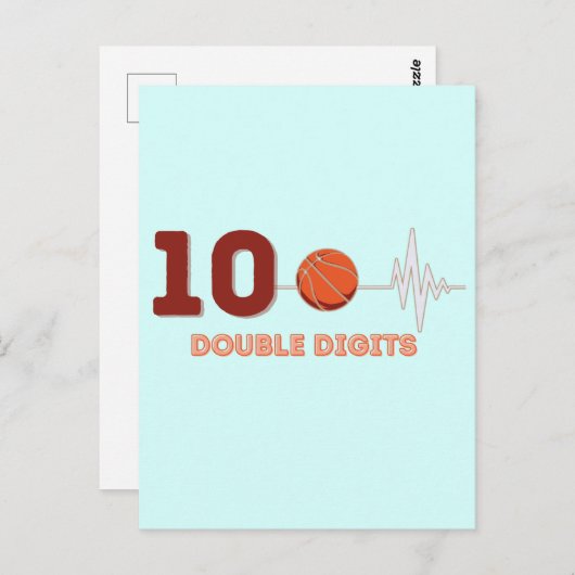 Dubbele Cijfers 10 Jaar Verjaardag Jongen Basketba Briefkaart (Voorkant / Achterkant)