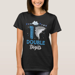 Dubbele cijfers 10e verjaardag 10 jaar oude tornad t-shirt