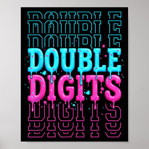 Dubbele cijfers 10e verjaardag jongen ijs druppel poster