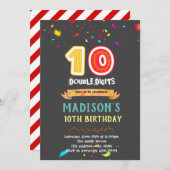 Dubbele cijfers 10e verjaardag uitnodiging (Voorkant / Achterkant)