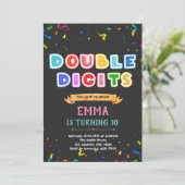 Dubbele cijfers 10e verjaardagskaart kaart (Staand voorkant)