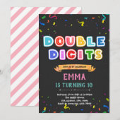Dubbele cijfers 10e verjaardagskaart kaart (Voorkant / Achterkant)