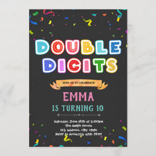 Dubbele cijfers 10e verjaardagskaart kaart