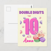 Dubbele Cijfers Macaroon Tiener Verjaardag Meisje Briefkaart (Voorkant / Achterkant)