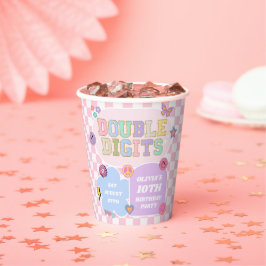 Dubbele cijfers Preppy Patch 10e verjaardagsfeest Papieren Bekers