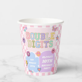 Dubbele cijfers Preppy Patch 10e verjaardagsfeest Papieren Bekers