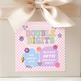 Dubbele cijfers Preppy Patch 10e verjaardagsfeest Vierkante Sticker