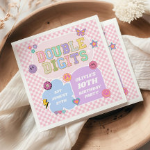 Dubbele Cijfers Preppy Patch 10e Verjaardagsfeestj