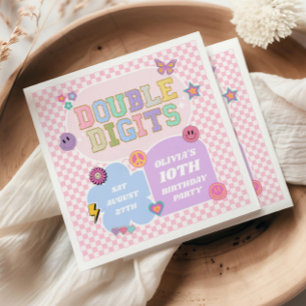 Dubbele Cijfers Preppy Patch 10e Verjaardagsfeestj Servet