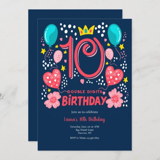 Dubbele cijfers verjaardag kaart (Voorkant / Achterkant)