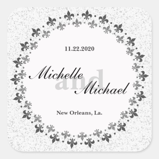 Dubbele Cirkel van Fleur de Lis Vierkante Sticker (Voorkant)