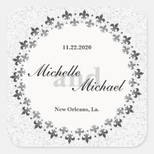 Dubbele Cirkel van Fleur de Lis Vierkante Sticker