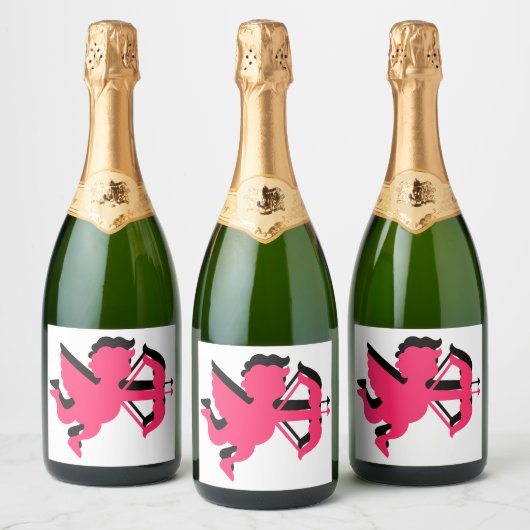 Dubbele Cupid-Valentijnsdag Sparkling Wijnetiket (Flessen)