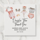 Dubbele dank voor Twin Girls Clothes Favor Bedankjes Labels (Voorkant)