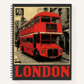 Dubbele Decker Bus naar Londen | Retro Engeland Notitieboek (Voorkant)