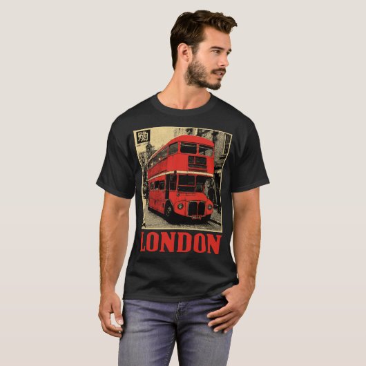 Dubbele Decker Bus naar Londen | Retro Engeland T-shirt (Voorkant volledig)