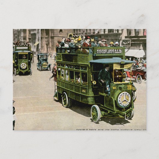Dubbele Decker Bus op 5th Avenue Briefkaart (Voorkant)