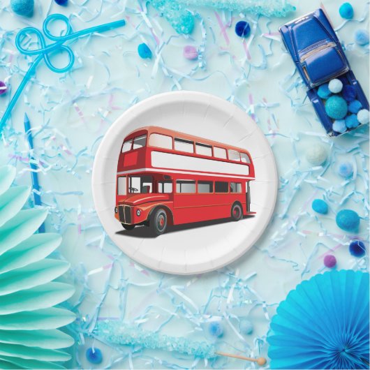 Dubbele Decker Bus Papieren Bordje (Feest)