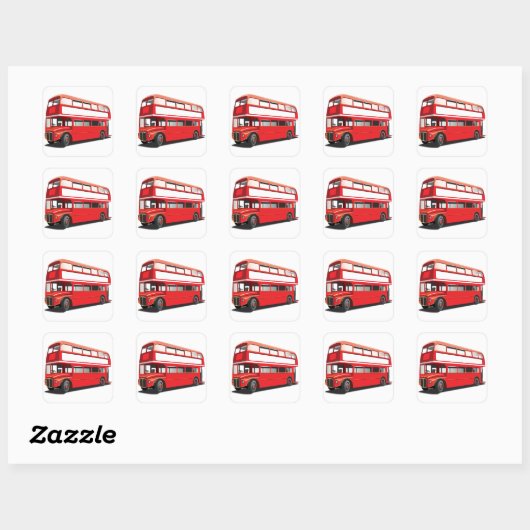 Dubbele Decker Bus Vierkante Sticker (Vel)