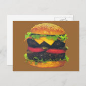 Dubbele Deluxe Hamburger met kaas Briefkaart (Voorkant / Achterkant)