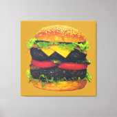 Dubbele Deluxe Hamburger met kaas Canvas Afdruk (Voorkant)