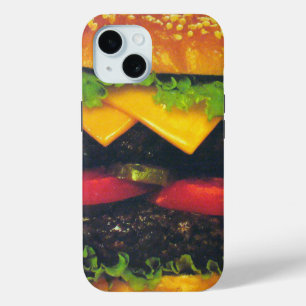 Dubbele Deluxe Hamburger met kaas iPhone 15 Case