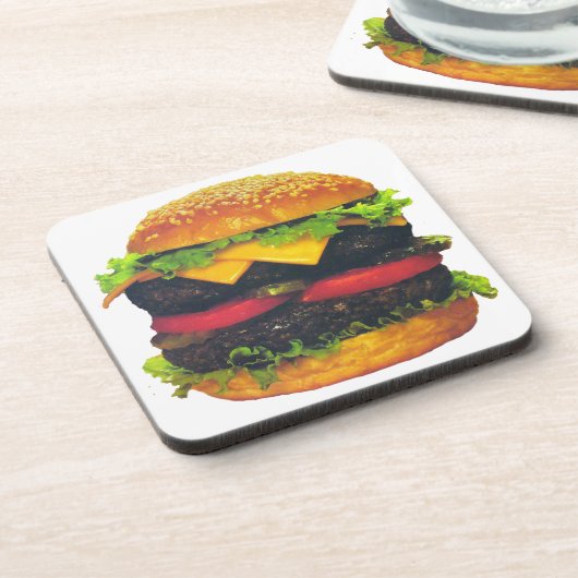 Dubbele Deluxe Hamburger met kaas Drankjes Onderzetter (Linkerzijde)