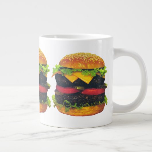 Dubbele Deluxe Hamburger met kaas Grote Koffiekop (Rechts)