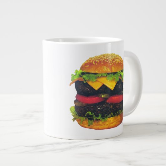 Dubbele Deluxe Hamburger met kaas Grote Koffiekop (Voorkant rechts)