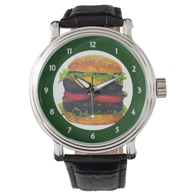 Dubbele Deluxe Hamburger met kaas Horloge (Voorkant)