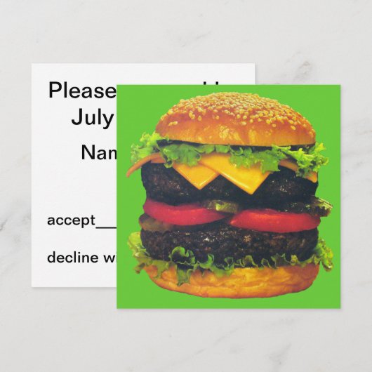 Dubbele Deluxe Hamburger met kaas Kaart (Voorkant / Achterkant)