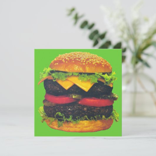 Dubbele Deluxe Hamburger met kaas Kaart (Staand voorkant)