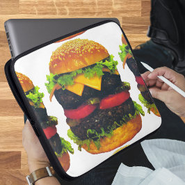 Dubbele Deluxe Hamburger met kaas Laptop Sleeve