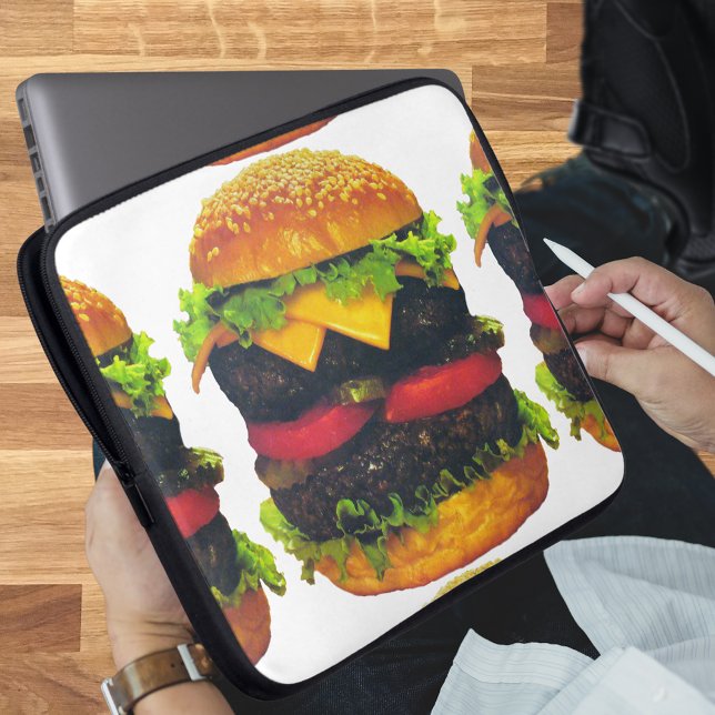 Dubbele Deluxe Hamburger met kaas Laptop Sleeve (Double Deluxe Hamburger with Cheese Laptop Sleeve)