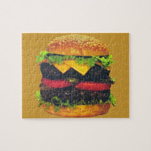 Dubbele Deluxe Hamburger met kaas Legpuzzel (Horizontaal)