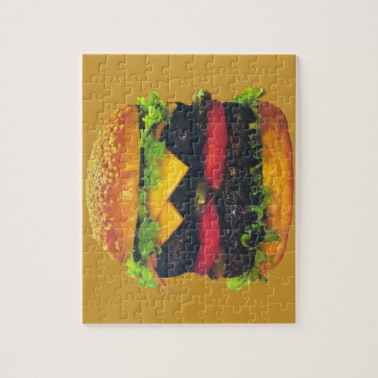 Dubbele Deluxe Hamburger met kaas Legpuzzel (Verticaal)