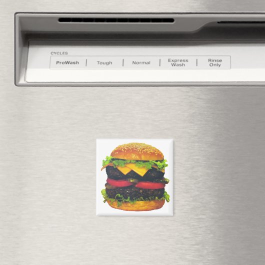 Dubbele Deluxe Hamburger met kaas Magneet (Insitu (Vaatwasser))