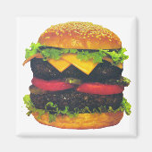 Dubbele Deluxe Hamburger met kaas Magneet (Voorkant)