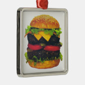 Dubbele Deluxe Hamburger met kaas Metalen Ornament (Rechts)