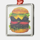 Dubbele Deluxe Hamburger met kaas Metalen Ornament (Links)
