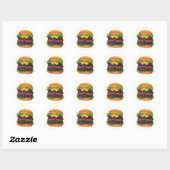 Dubbele Deluxe Hamburger met kaas Ronde Sticker (Vel)