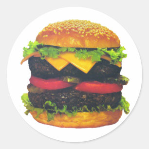 Dubbele Deluxe Hamburger met kaas Ronde Sticker