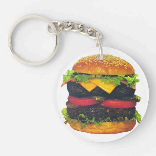 Dubbele Deluxe Hamburger met kaas Sleutelhanger (Voorkant)