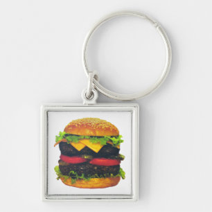 Dubbele Deluxe Hamburger met kaas Sleutelhanger