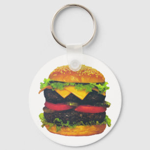 Dubbele Deluxe Hamburger met kaas Sleutelhanger
