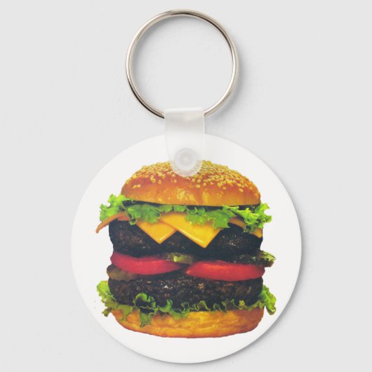 Dubbele Deluxe Hamburger met kaas Sleutelhanger (Voorkant)