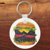Dubbele Deluxe Hamburger met kaas Sleutelhanger (Voorkant)