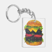 Dubbele Deluxe Hamburger met kaas Sleutelhanger (Voorkant Links)