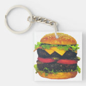 Dubbele Deluxe Hamburger met kaas Sleutelhanger (Voorkant)