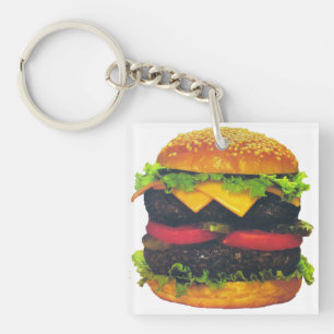 Dubbele Deluxe Hamburger met kaas Sleutelhanger